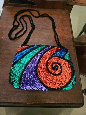 NWOT: Rare - Vintage Colorful Sequined Evening Bag